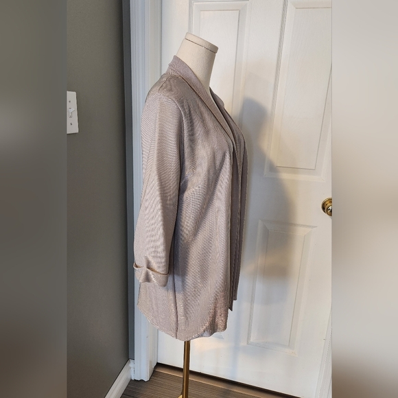 NWOT H&M Grey Taupe Shimmering open front jacket - Size Small - Picture 7 of 9
